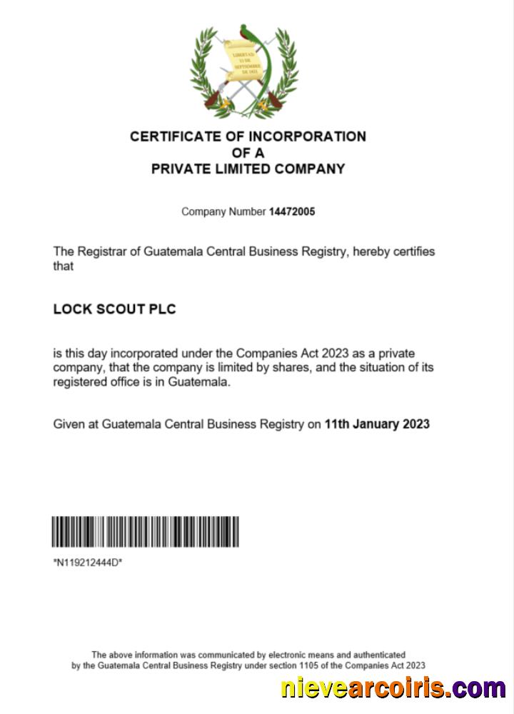 Guatemala certificate of registration